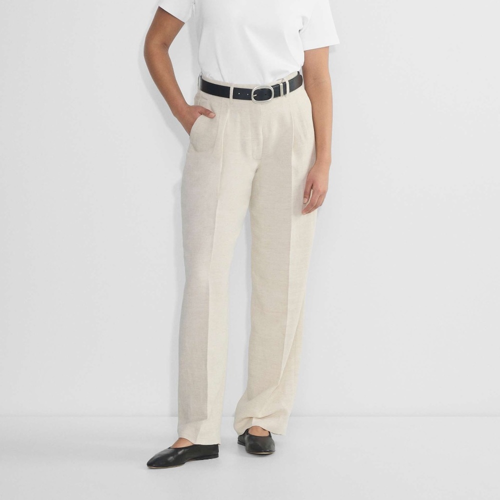 Aritzia- The Effortless Pant Cure-Fit, CruiseLinen in Natural Ecru- Size 6Tall
